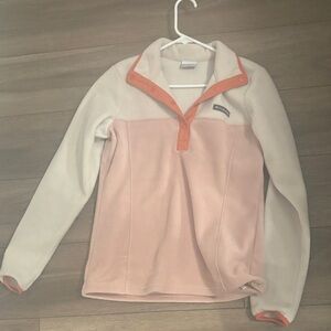 Columbia Women's V-Neck Sweater in Pink and Cream